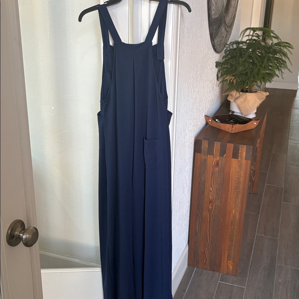 Halara NWOT Waffle Casual Dungarees w/ Pockets Color Dark Blue Size Small - Picture 10 of 11